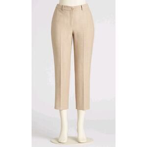 Ralph Lauren Black Label Silk Wool Linen Pants Women 6 Tan Cropped Trousers